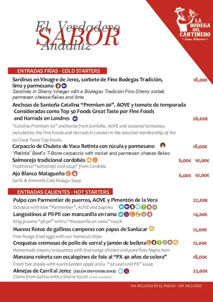 menu 0 of La Bodega del Cantinero