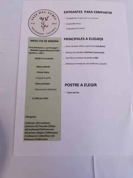 menu 1 of Llit del Túria