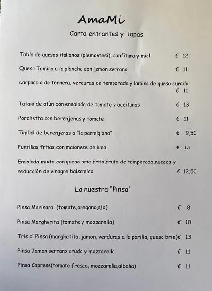 menu 1 of AmaMi