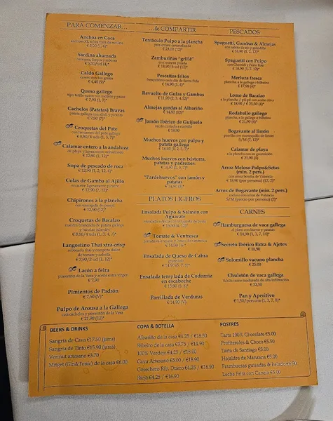 menu 1 of Restaurante la Pequeña Pulperia