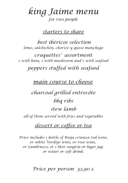 menu 1 of Mesón Rey Jaime
