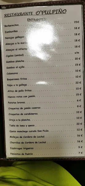 menu 0 of Restaurante Don Pulpo