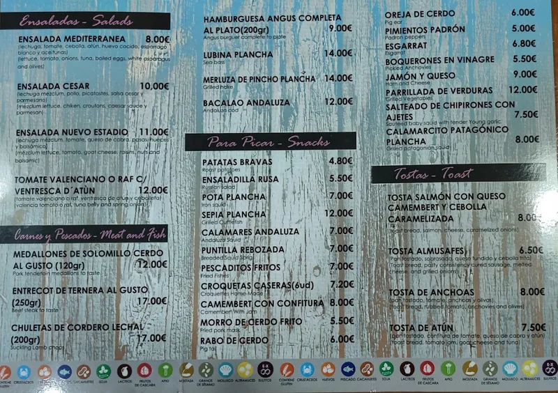 menu 0 of Restaurante Nuevo Estadio