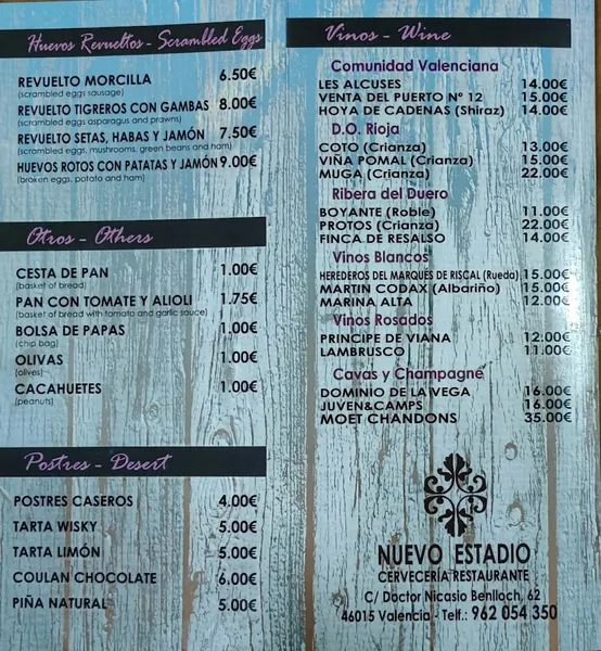 menu 1 of Restaurante Nuevo Estadio