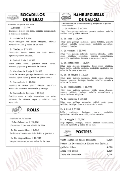 menu 0 of La Ruda Bilbao