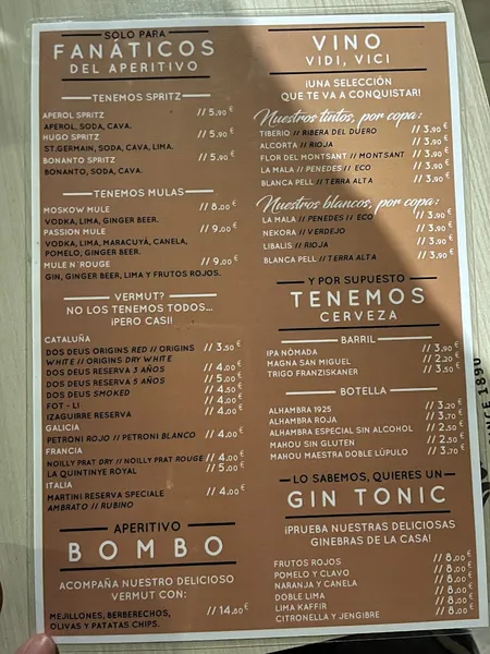 menu 1 of Nina Burgers and Cocktails