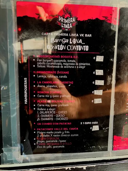 menu 0 of Primera linea Bar