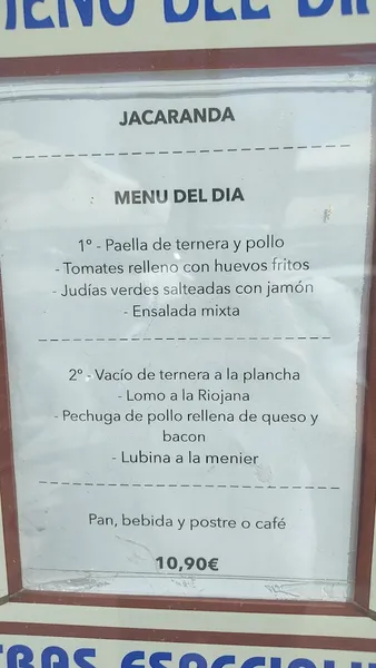 menu 1 of Jacaranda