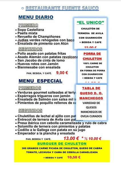 menu 0 of Restaurante Fuente Saúco