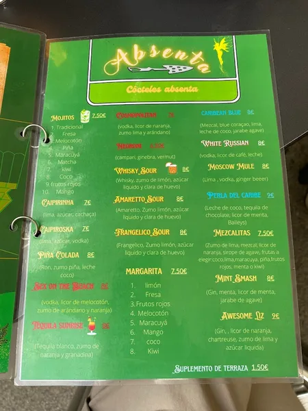 menu 0 of Absenta Bar