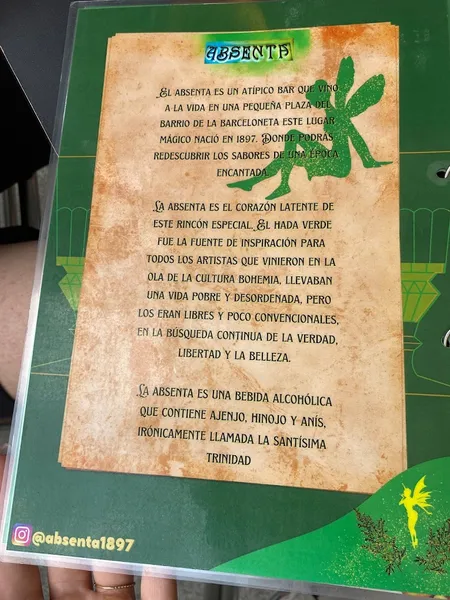 menu 1 of Absenta Bar