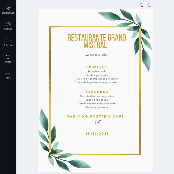menu 1 of Restaurante Grand Mistral