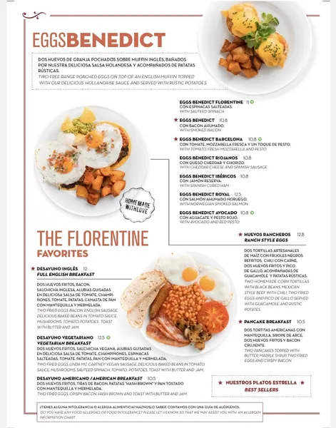 menu 1 of The Florentine Brunch Poblenou