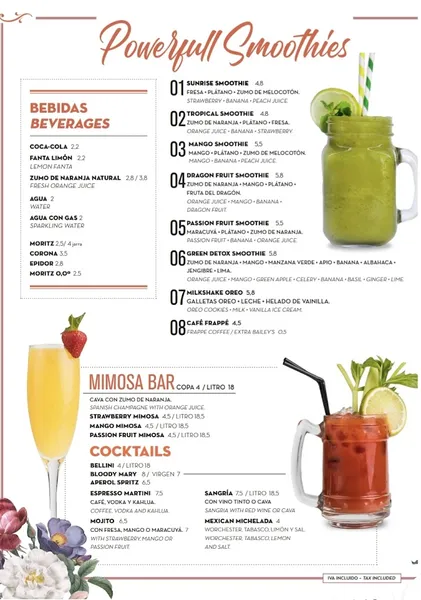 menu 2 of The Florentine Brunch Poblenou