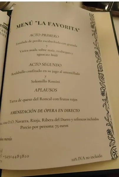 menu 0 of La Favorita Madrid