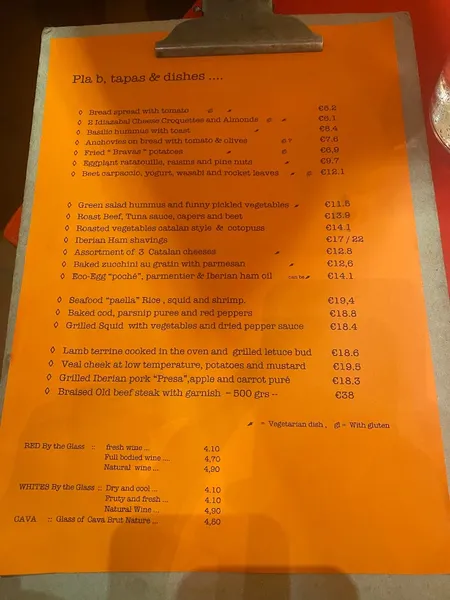 menu 1 of Pla B