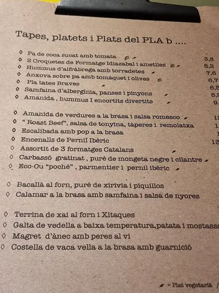 menu 2 of Pla B