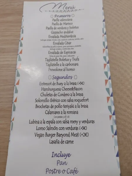 menu 2 of Boa Beach Valencia