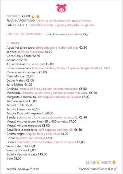 menu 1 of Taquería Los Carnales