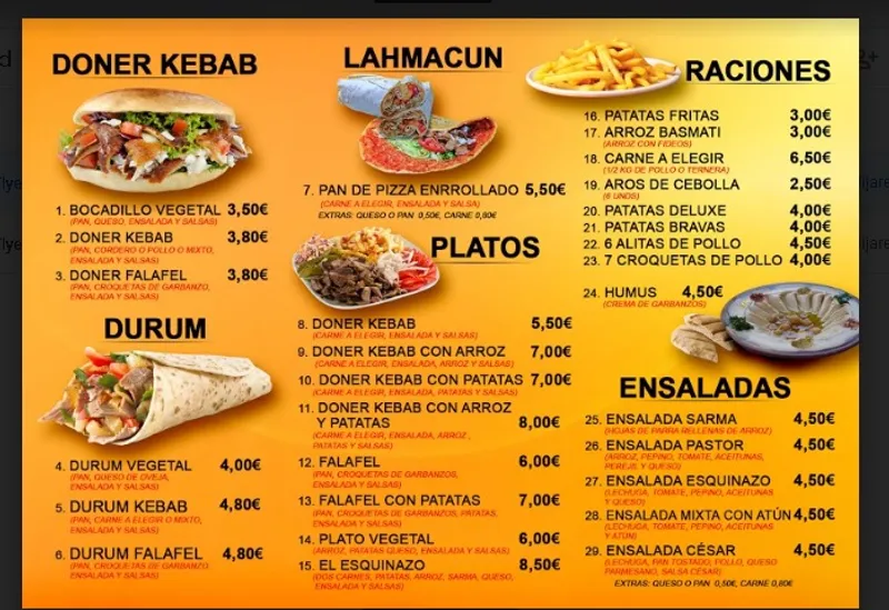menu 0 of El Esquinazo Kebab