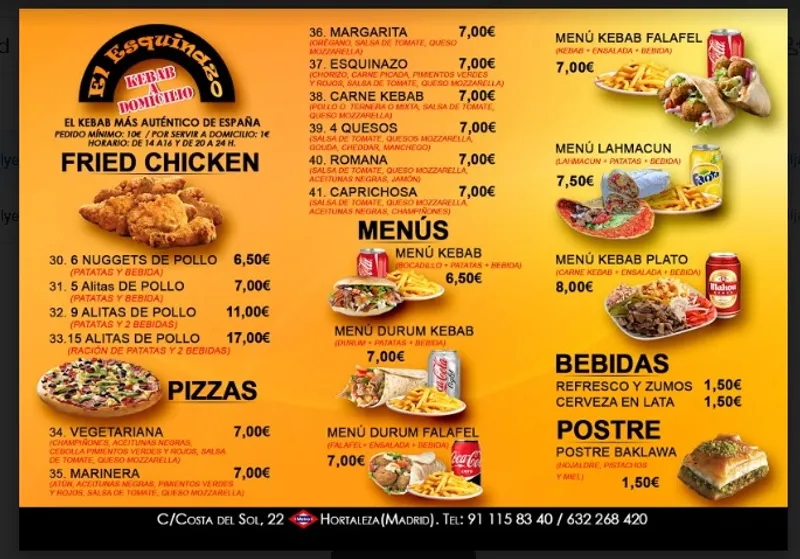 menu 1 of El Esquinazo Kebab