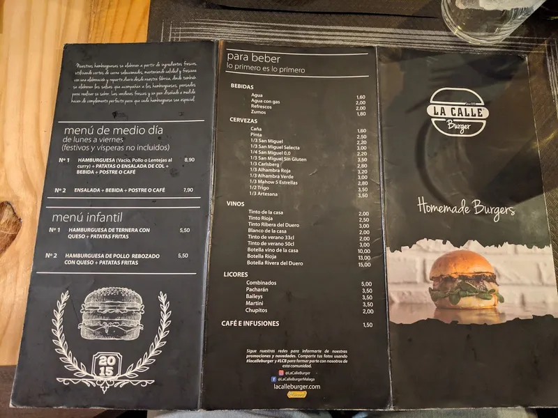 menu 1 of La Calle Burger Teatinos