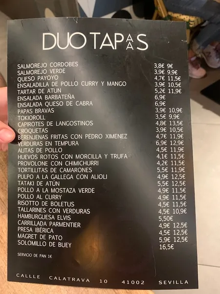 menu 0 of Dúo Tapas