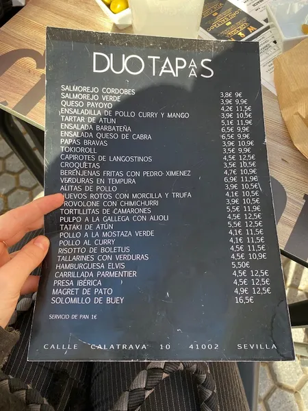 menu 1 of Dúo Tapas