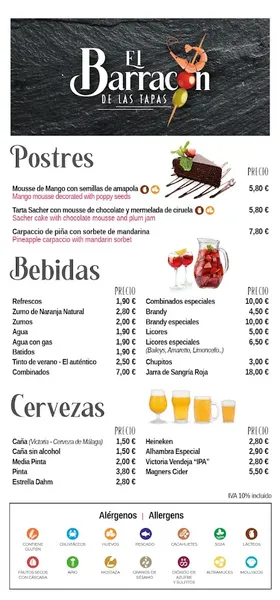 menu 2 of El Barracón de las Tapas