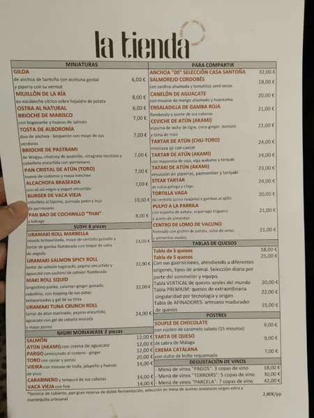 menu 0 of Taberna Casa Curro Marbella