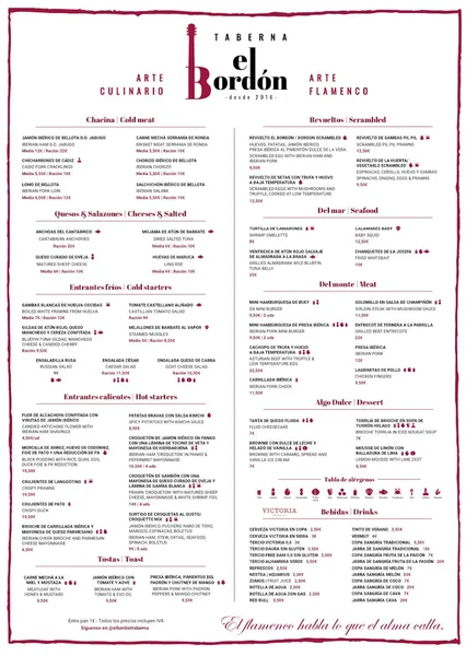 menu 0 of Taberna El Bordón Marbella