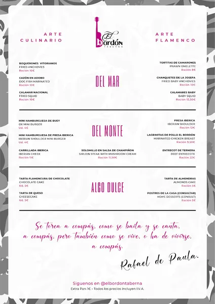 menu 1 of Taberna El Bordón Marbella