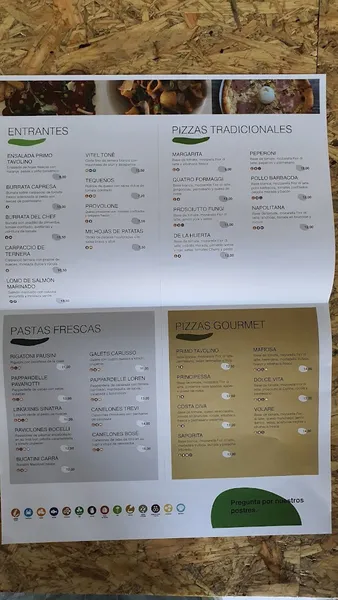 menu 0 of Primo Tavolino | Italiano Valdebebas