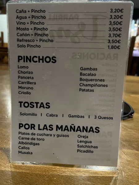 menu 1 of La Parrilla de Isma