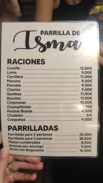 menu 2 of La Parrilla de Isma