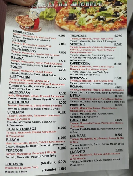 menu 1 of Pizzeria da Michele