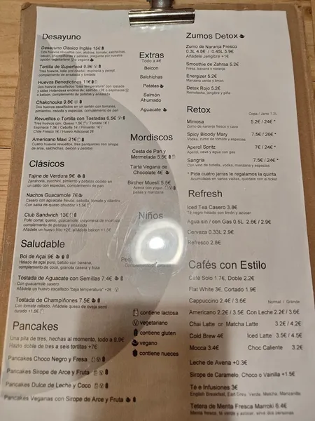 menu 2 of Billy Brunch