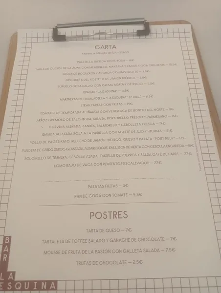 menu 0 of Restaurante - Bar La Esquina