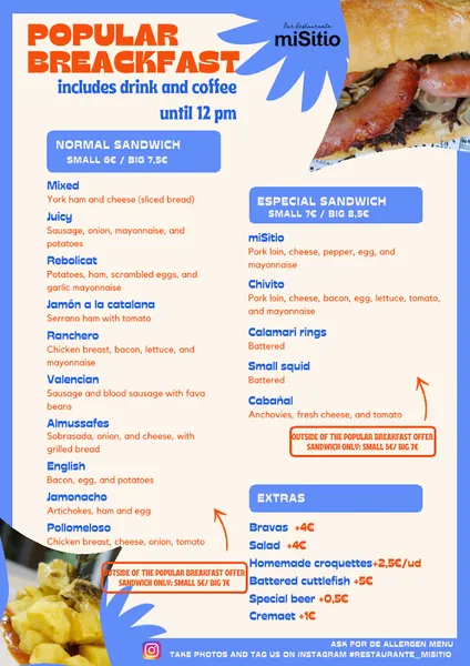 menu 2 of Bar Restaurante miSitio