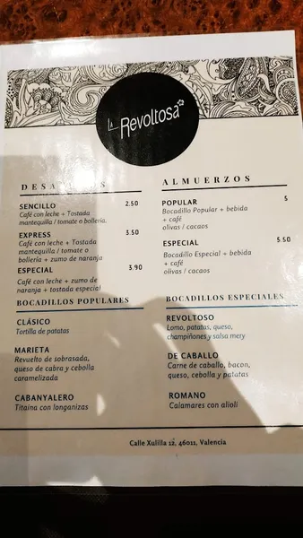 menu 1 of La Revoltosa Bar
