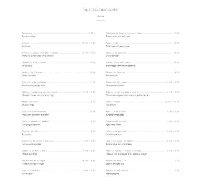 menu 0 of Los Torreznos