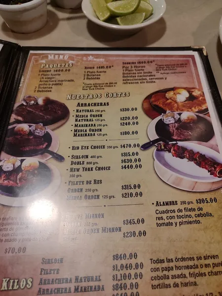 menu 2 of El Tio Ricardo