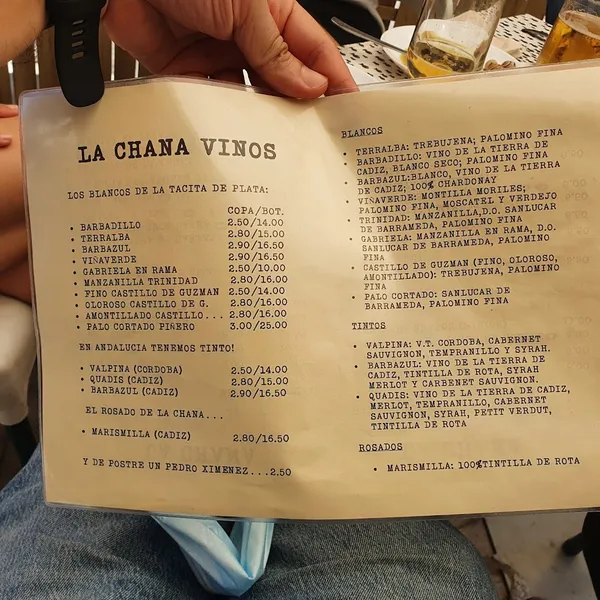menu 0 of La Chana