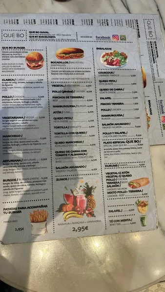 menu 0 of Que Bo Raval