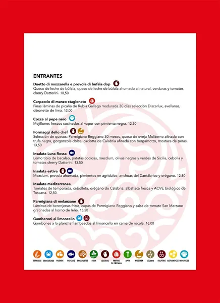 menu 1 of Luna Rossa