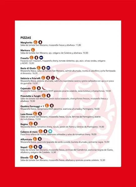 menu 2 of Luna Rossa