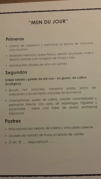 menu 1 of Le P’ty Mon