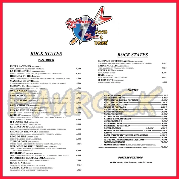 menu 1 of Rock States Food & Drink
