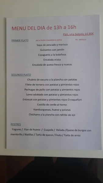 menu 0 of Bar restaurante GABIÑA