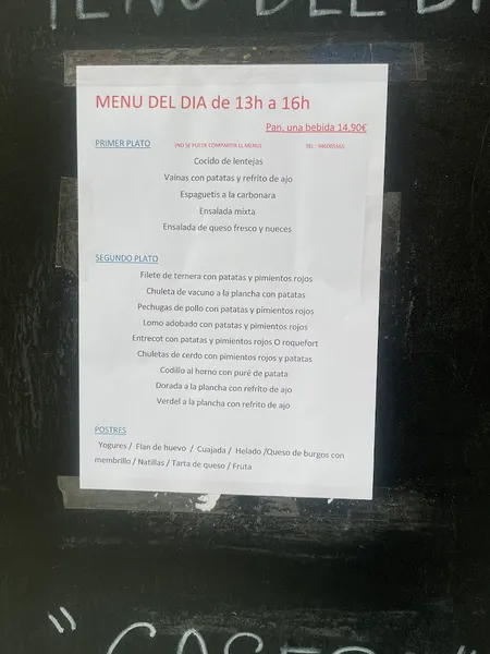 menu 2 of Bar restaurante GABIÑA
